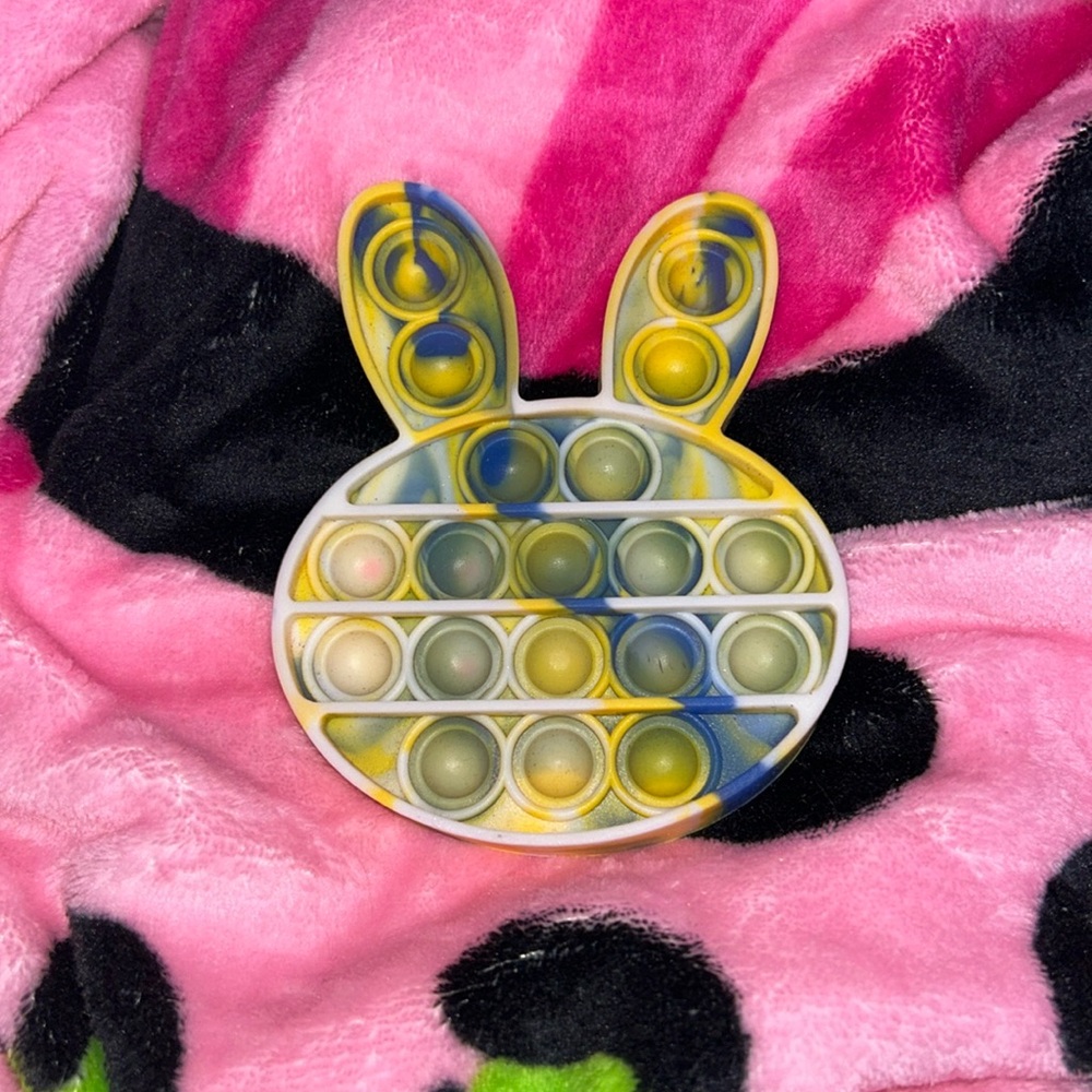 Miniature bunny, tie-dye pop it
